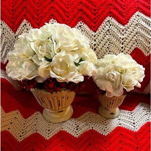 Potted Roses&Berries in Chippy Pots, 12-14 inches & 7-9 inches, just beautiful